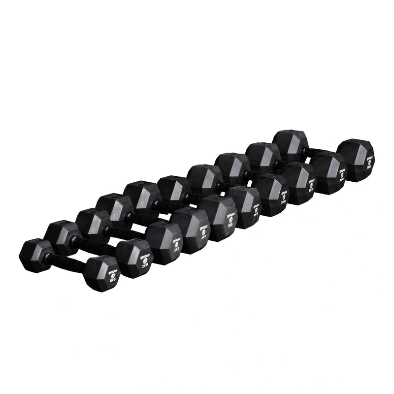 GymGear Rubber Hex Dumbbells (Black Handles)
