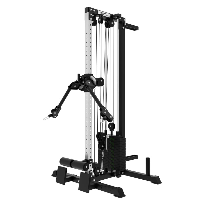 Rival Wall Mounted or Freestanding Adjustable Free Arm Functional Trainer Pulley System - 105KG Weight Stack