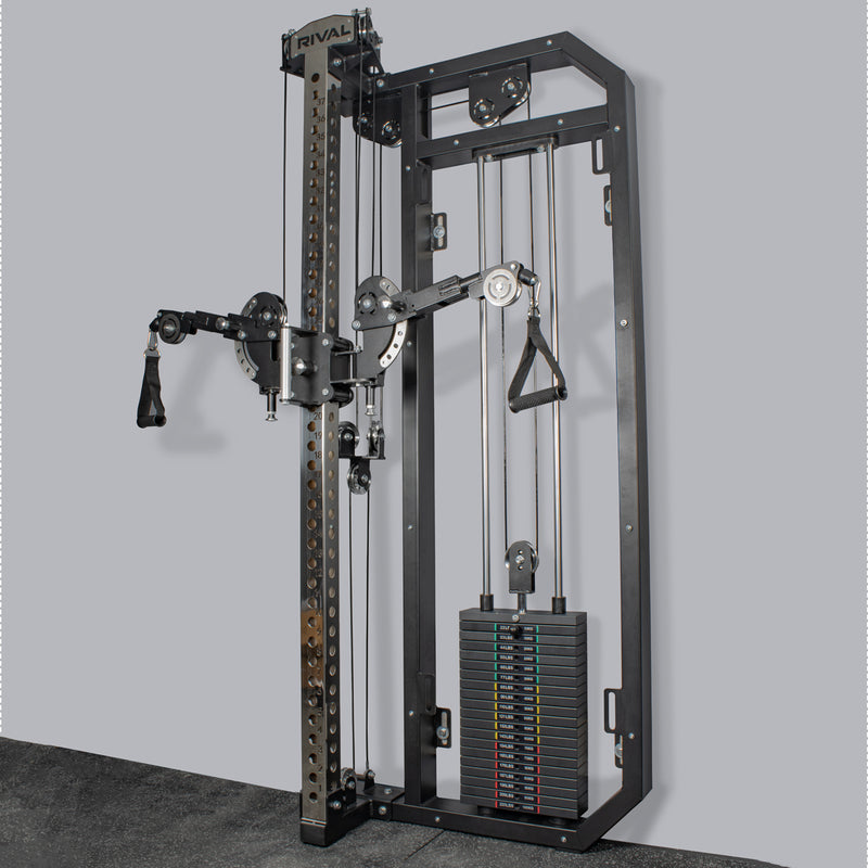 Rival S-Series Wall Mounted Slimline Adjustable Free Arm Functional Trainer Pulley System