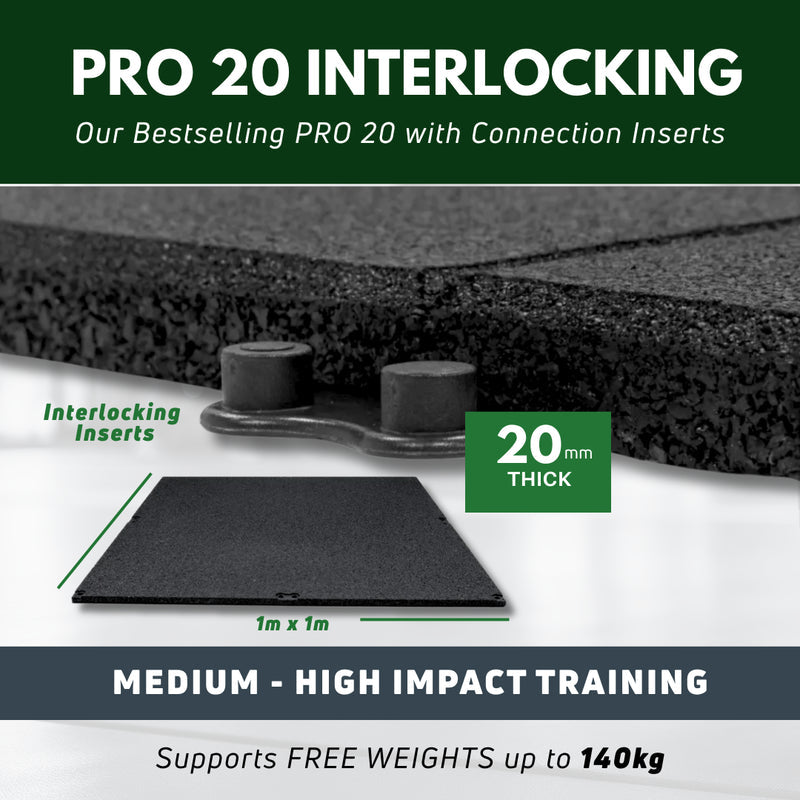 Sprung 20mm PRO Interlocking Gym Tiles