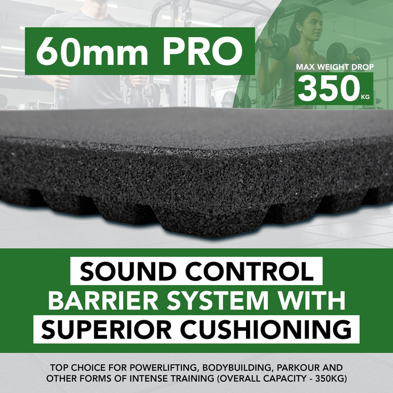 Sprung 60mm PRO Anti-Shock Gym Flooring Tile
