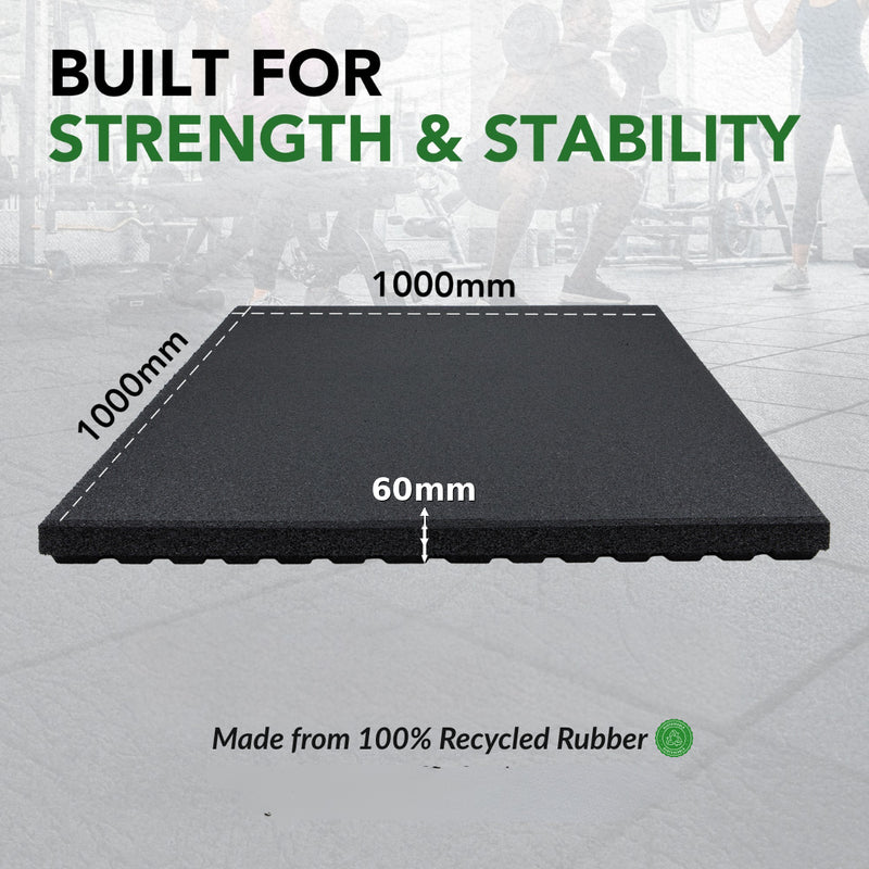 Sprung 60mm PRO Anti-Shock Gym Flooring Tile