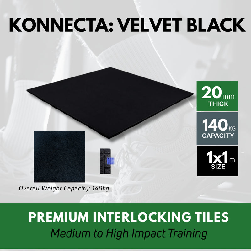 Sprung 20mm Konnecta Velvet Black Gym Flooring Mats